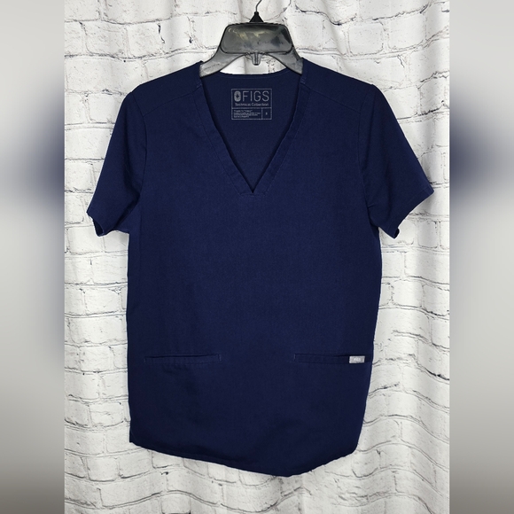 Figs Navy Blue V-Neck Scrub Top Small - Picture 1 of 6